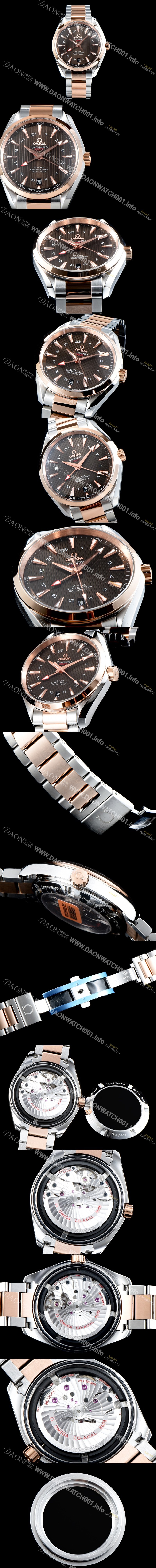 레플리카 [오메가] 남성용 시마스터 231.20.43.22.06.003 VS사 아쿠아 테라 150M 오메가 코-액시얼 크로노미터 지엠티 43MM 18K 로즈 골드 콤비 브라운 다이얼 브레이슬릿 오토매틱 무브먼트 OMG0525