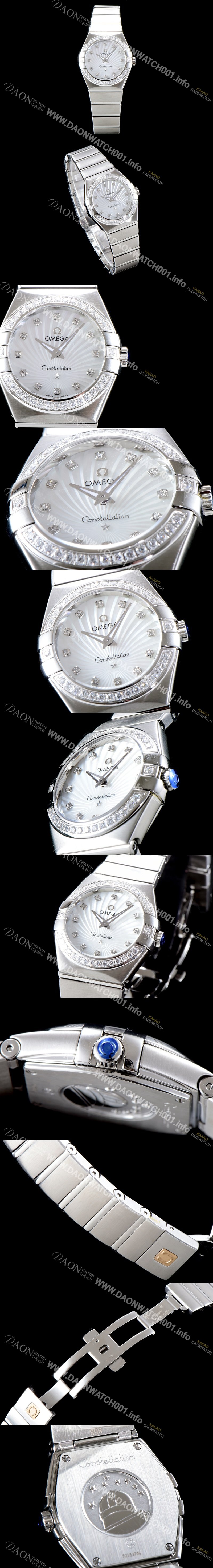 레플리카 [오메가] 여성 컬렉션 컨스틀레이션 123.15.27.20.55.001 오메가 코-액시얼 27MM 다이아몬드 세팅 베젤 화이트 자개 다이얼 쿼츠 무브먼트 OMG0120