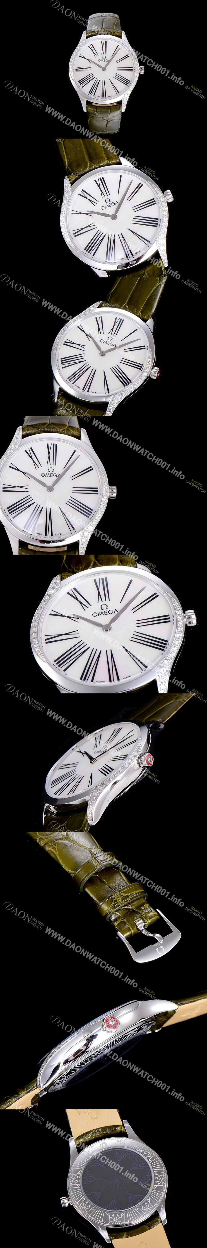 레플리카 [오메가]여성용 드빌 스틸 트레저 다이아몬드 36미리 쿼츠 화이트 다이얼 OMG79077