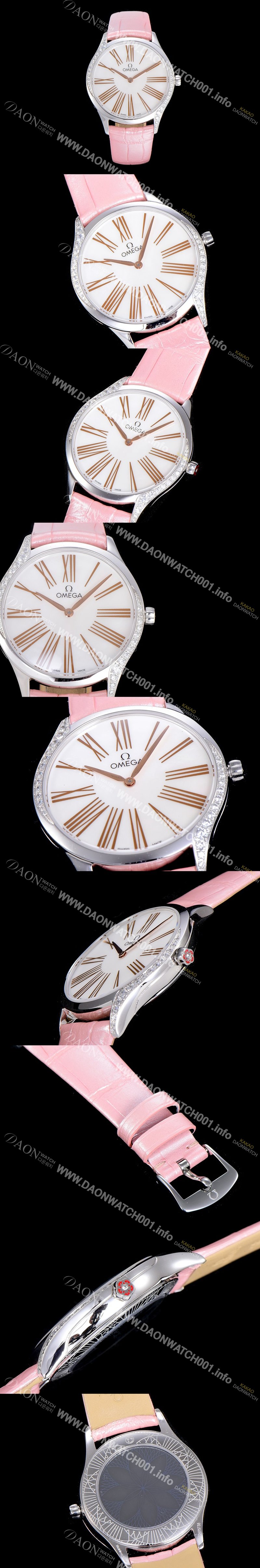 레플리카 [오메가]여성용 드빌 스틸 트레저 다이아몬드 36미리 쿼츠 화이트다이얼 OMG33575