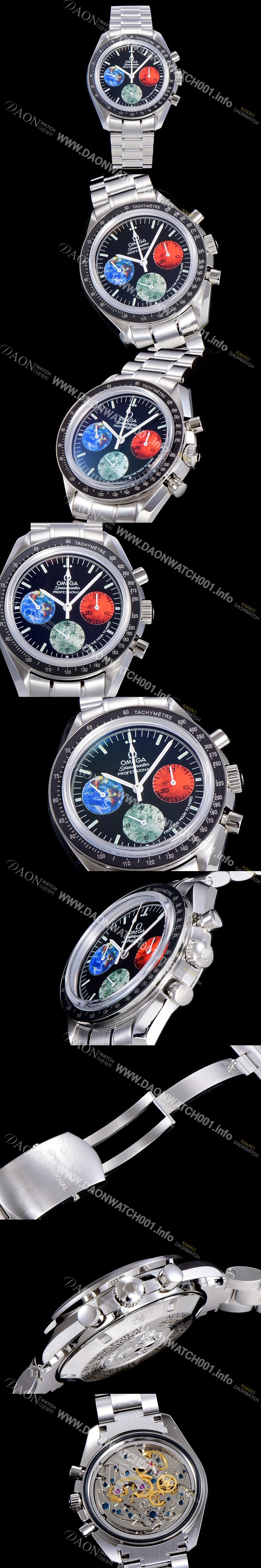 레플리카 [오메가] 남성용 스피드마스터 문워치 크로노그래프 문투말스 수동형 42미리 메탈줄 블랙다이얼 OMG79514