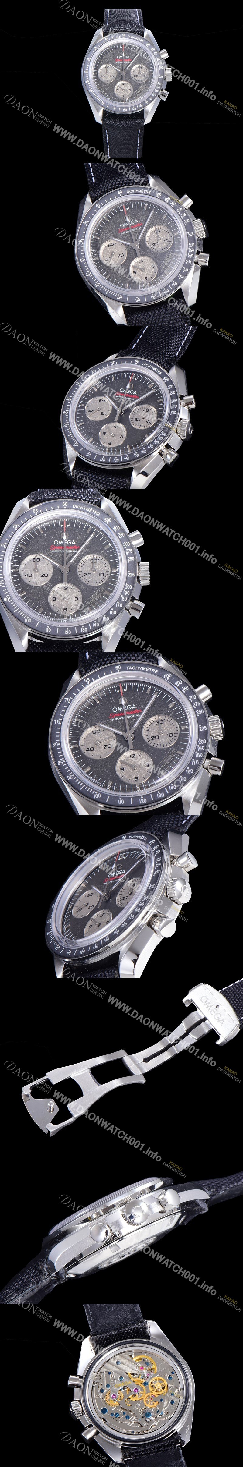 레플리카 [오메가] 남성용 스피드마스터 크로노그래프 아폴로 15 40주년기념 수동형 42미리 가죽줄 블랙다이얼 OMG79586