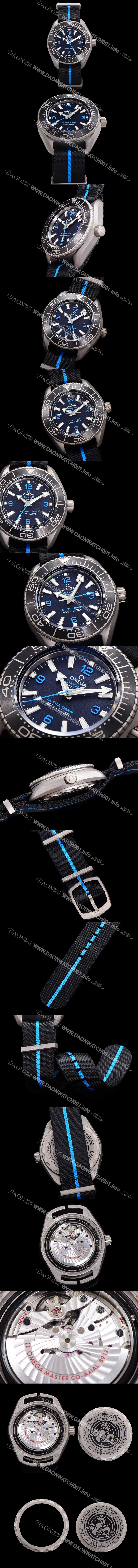 레플리카 [오메가] 남성용 딥다이버신상 시마스터 6000M 울트라 딥 티타늄 45mm 나일론천 블랙다이얼 omg9153