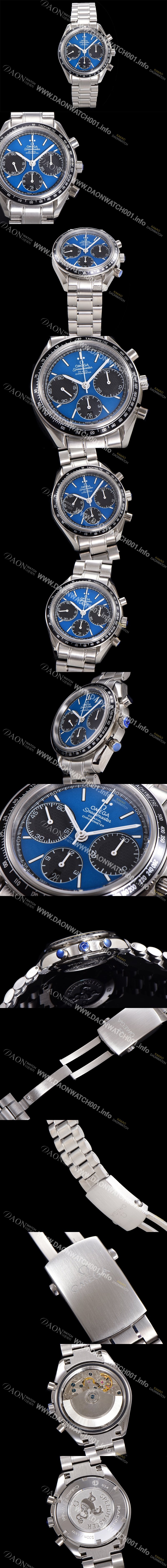 레플리카 [오메가] 남성용시계 뉴 레이싱 크로노 스프드마스터 레이싱 크로노그래프 오토매틱 ETA7750-2 타입 40mm 메탈줄시계 블루다이얼 omg4862