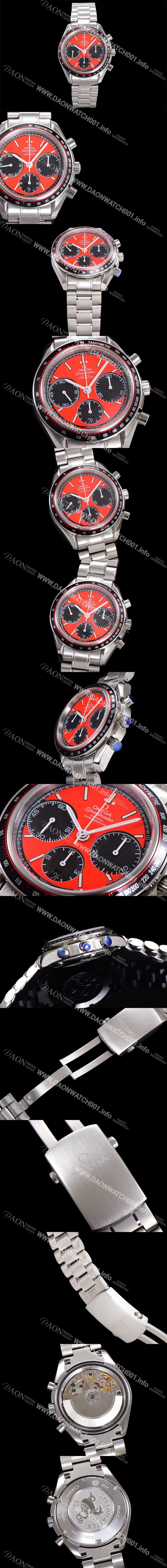 레플리카 [오메가] 남성용시계 뉴 레이싱 크로노 스프드마스터 레이싱 크로노그래프 오토매틱 ETA7750-2 타입 40mm 메탈줄시계 래드다이얼 omg8486