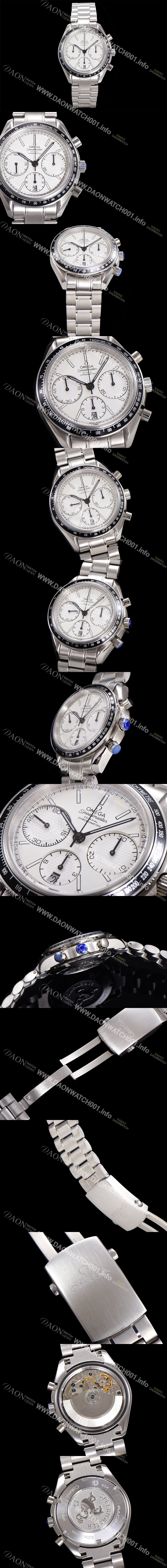 레플리카 [오메가] 남성용시계 뉴 레이싱 크로노 스프드마스터 레이싱 크로노그래프 오토매틱 ETA7750-2 타입 40mm 메탈줄시계 화이트다이얼 omg8622