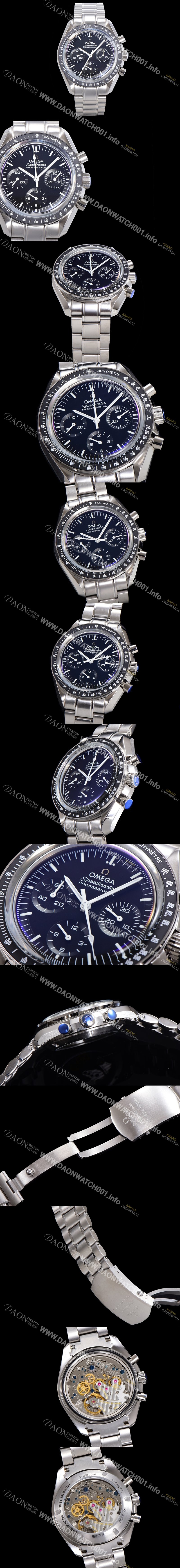 레플리카 [오메가] 남성용 스피드마스터 문워치  프로페셔널 수동기계식 1861타입  42mm 메탈줄 블랙다이얼 omg62324