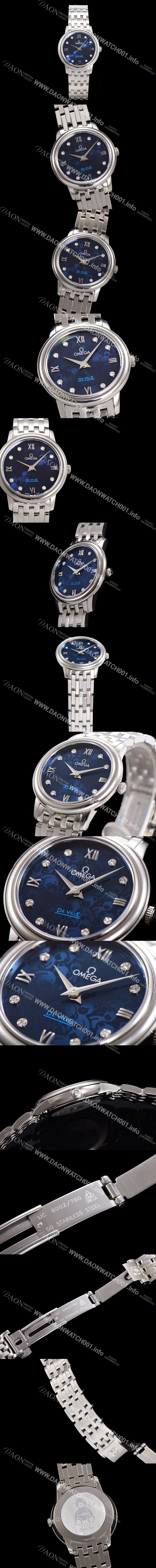 레플리카 [오메가] 여성용 드빌 레이디스 424.10.27.60.53.003 쿼츠 32mm 메탈줄 블루다이얼 omg82974
