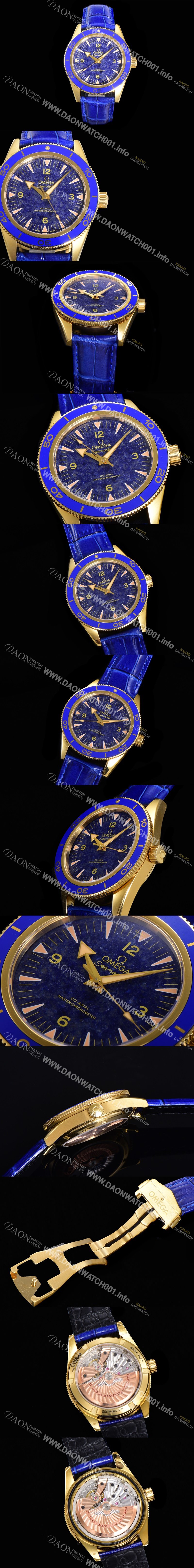 레플리카 [오메가]남성용 2021 씨마스터 300 Co-Axial 크로노미터 234.63.41.21.99.002 옐로우골드 오토매틱 므브먼트 41mm 블루다이얼 OMG12806