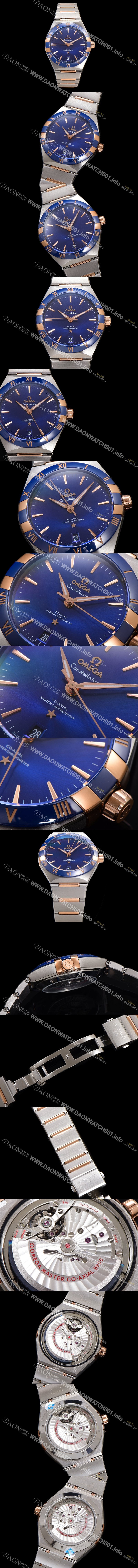 레플리카 [오메가] 남성용 1:1수제공정! 131.23.41.21.03.001 무브UP 컨스틸레이션 코-엑시얼 마스터 오토매틱 Cal.8900타입 41mm 18K 로즈골드 메탈줄 블루 다이얼 omg20183