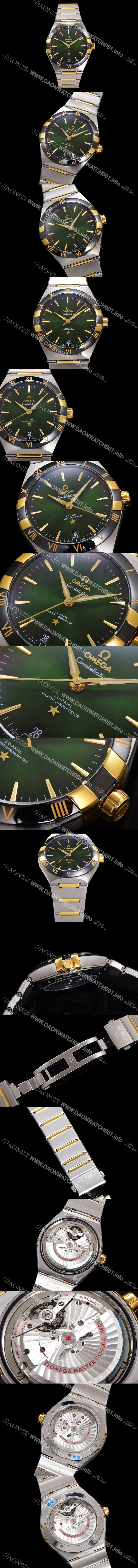 레플리카 [오메가] 남성용 1:1수제공정! 131.23.41.21.10.001 무브UP 컨스틸레이션 코-엑시얼 마스터 오토매틱 Cal.8900타입 41mm 18K 옐로우골드 메탈줄 그린 다이얼 omg20189