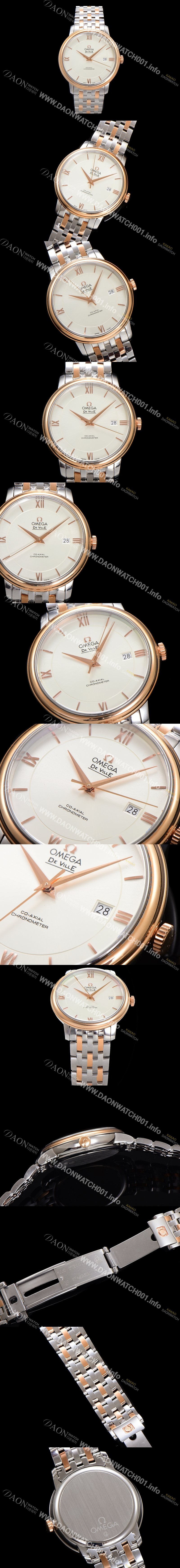 레플리카 [오메가] 남성용 드빌 프레스티지 424.20.37.20.02.002 오토매틱 Cal.8800타입 39.5mm 18K 로즈골드 메탈줄 화이트 다이얼 omg20200