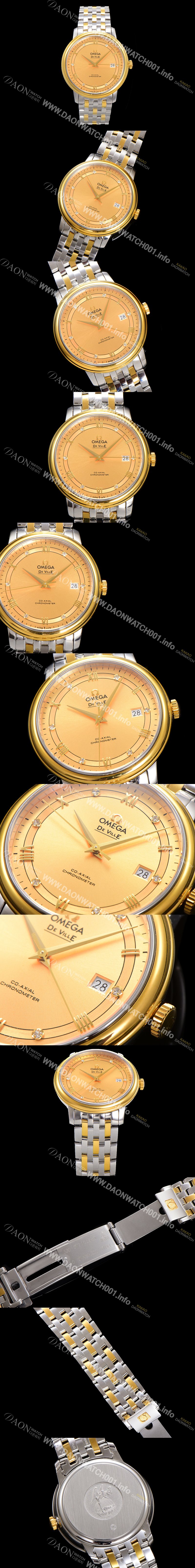 레플리카 [오메가] 남성용 드빌 프레스티지 424.20.40.20.58.001 오토매틱 Cal.8800타입 39.5mm 18K 옐로우골드 메탈줄 골드 다이얼 omg20203