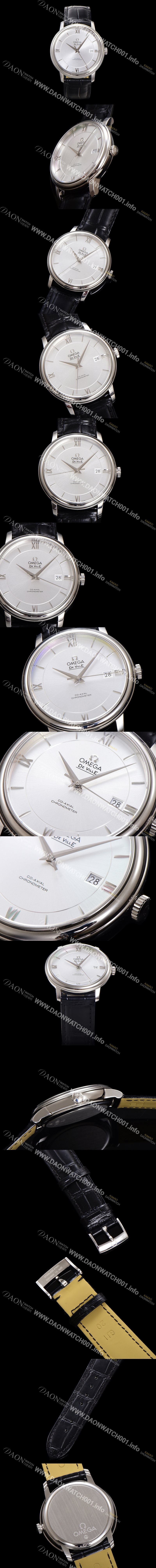 레플리카 [오메가] 남성용 드빌 프레스티지 424.13.40.20.02.001 오토매틱 Cal.2500타입 39.5mm 가죽줄 실버 다이얼 omg20207