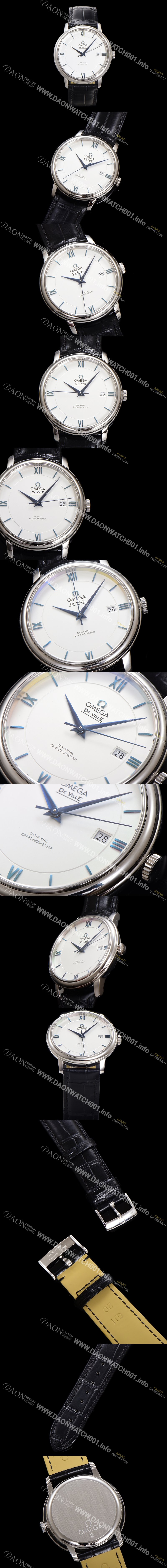 레플리카 [오메가] 남성용 드빌 프레스티지 424.53.40.20.04.001 오토매틱 Cal.2500타입 39.5mm 가죽줄 실버 다이얼 omg20208
