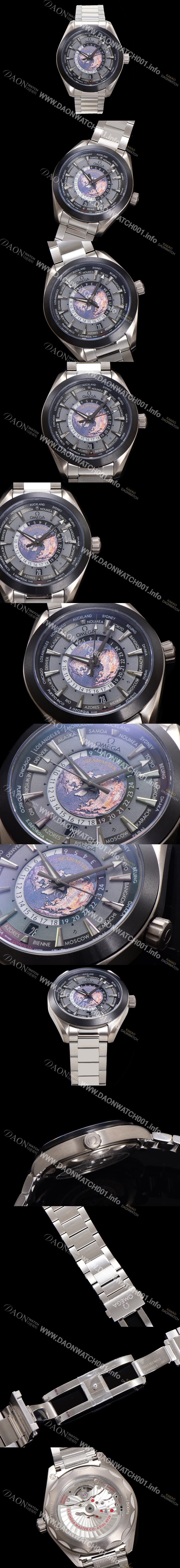 레플리카 [오메가] 남성용 씨마스터 220.92.43.22.99.001 아쿠아테라 150M GMT 월드타이머 43미리 오토매틱 Cal. 8938 타입 메탈줄 그레이 다이얼 omg20242