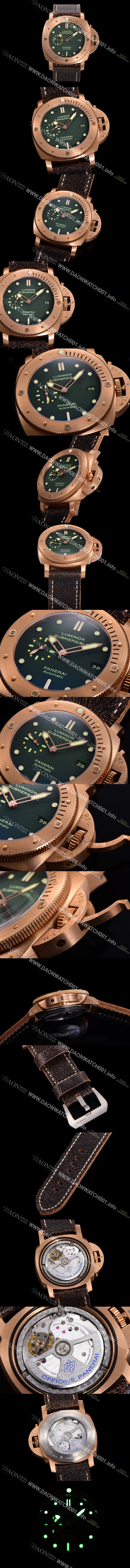 레플리카 [파네라이] 남성용 서브머서블 1950 3데이즈 브론즈 PAM00382 오토매틱 그린 다이얼 PAN0415