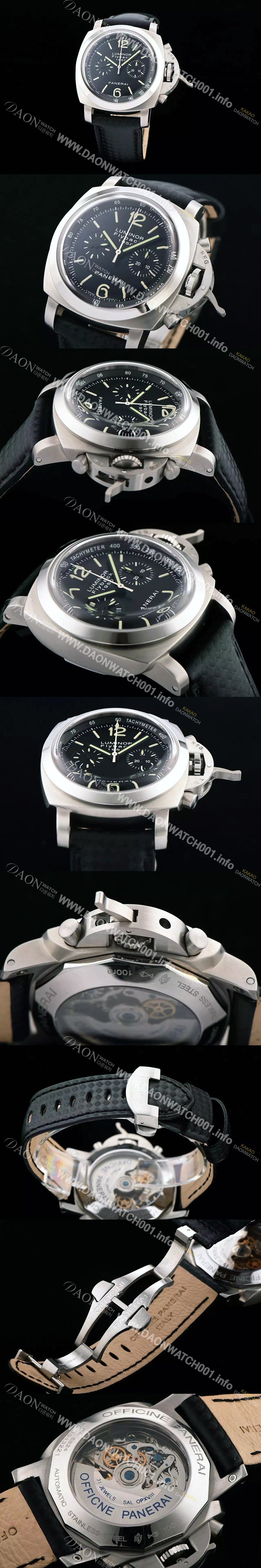 레플리카 [파네라이] 남성용 루미너 플라이배크 1950시리즈 블랙 다이얼 PAN0450