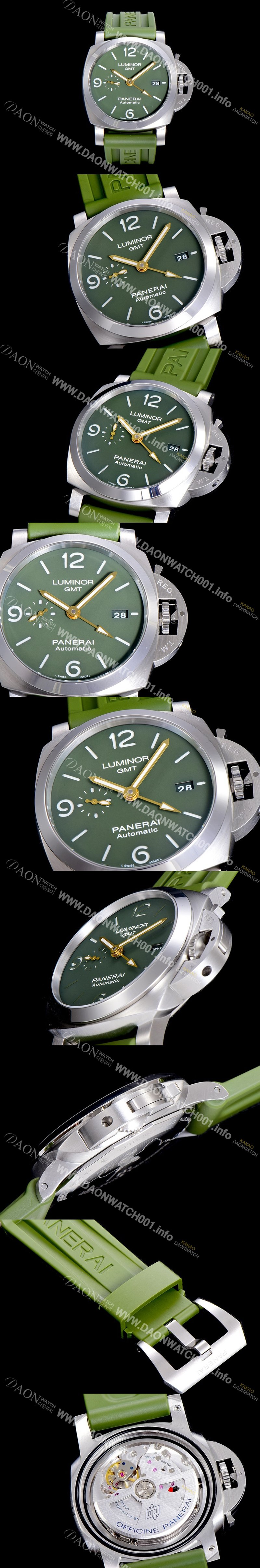레플리카 [파네라이]남성용 루미노르 PAM01056 1950 3데이 44미리 오토매틱 GMT 그린다이얼 PAN94403