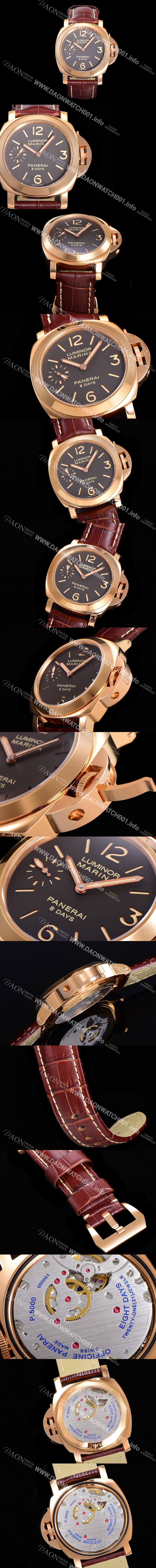 레플리카 [파네라이] 남성용 루미노르 PAM00511 마리나 로즈골드 8 Days 브라운다이얼 44mm 수동형 무브먼트 PAN03362