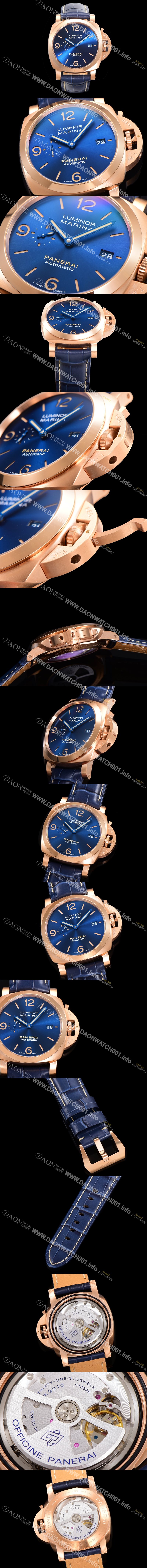 레플리카 [파네라이] 남성용 루미노르 1950 3데이 마리나 18K 로즈골드 PAM01114 오토매틱 44미리 블루다이얼 pan9121