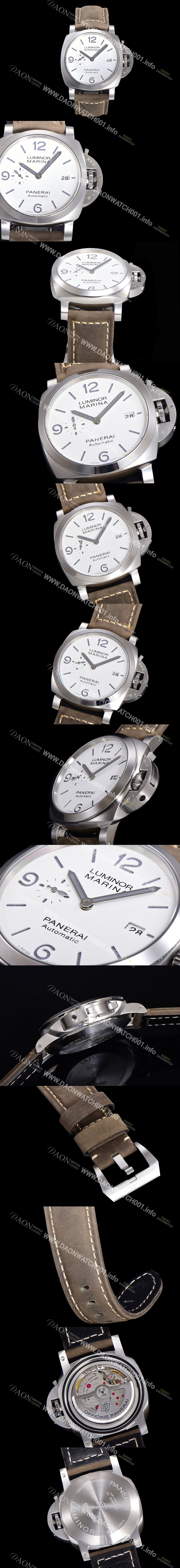 레플리카 [파네라이] 남성용 PAM01314 루미노르 마리나 오토매틱 Cal P.9010 타입 44mm 가죽줄 화이트다이얼 pan5201