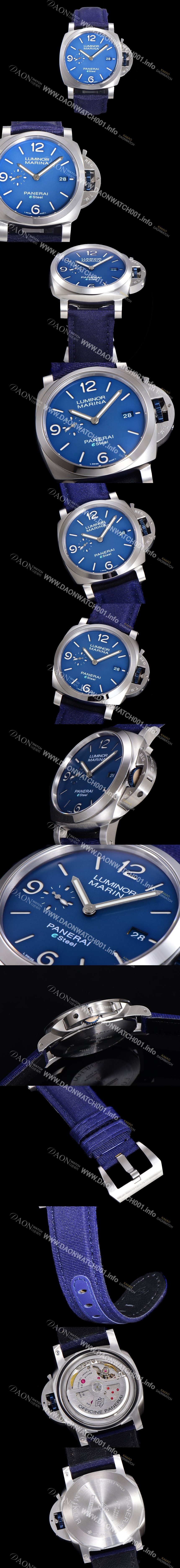 레플리카 [파네라이] 남성용 PAM01157 루미노르 마리나 오토매틱 Cal P.9010 타입 44mm 가죽줄 블루다이얼 pan9152