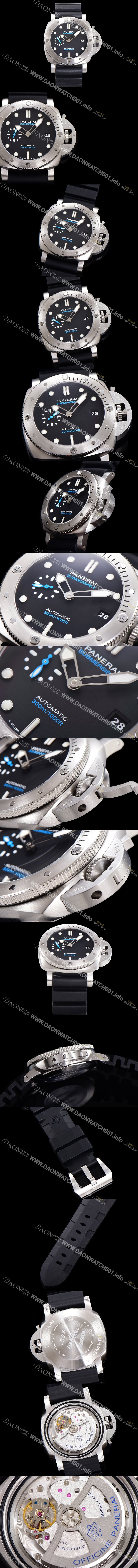 레플리카 [파네라이] 남성용 서브머시블 PAM01229 오토매틱 Cal P. 900 타입 44mm 우레탄 블랙다이얼 pan4406