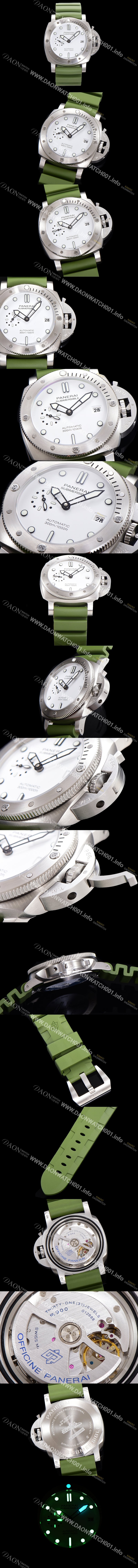 레플리카 [파네라이] 남성용 서브머시블 PAM01226 오토매틱 Cal P. 900 타입 44mm 우레탄 화이트다이얼 pan6262