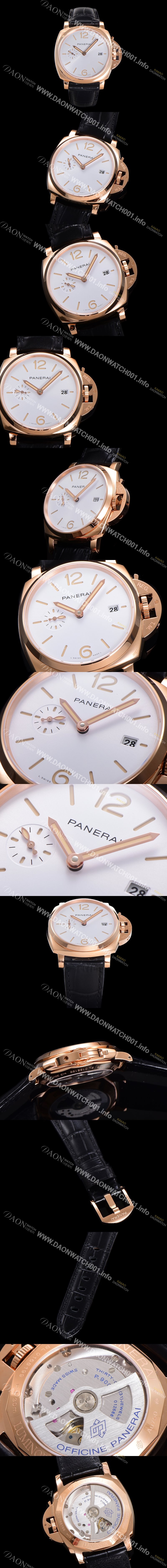 레플리카 [파네라이] 남성용 루미노르 듀 골드텍 PAM01336 42미리 오토매틱 Cal.P.900 타입 18K 로즈골드 화이트 다이얼 pan5196
