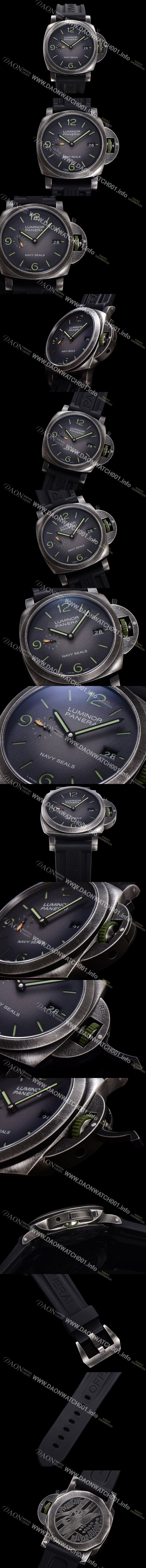 레플리카 [파네라이] 남성용 루미노르 마리나 네이비 씰 PAM01412 44mm 오토매틱 Cal.P.9010 타입 우레탄줄 그레이 다이얼 pan5199