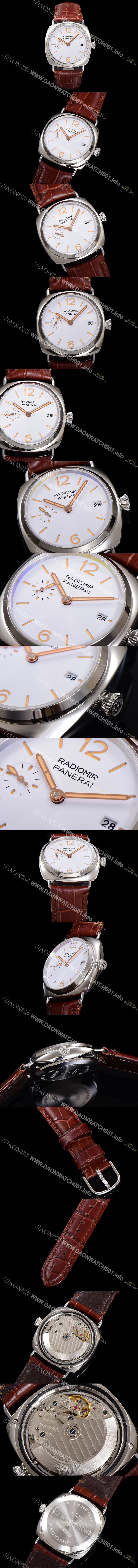 레플리카 [파네라이] 남성용 라디오미르 콰란타 PAM01292 40mm 오토매틱 가죽줄 화이트 다이얼 pan5203