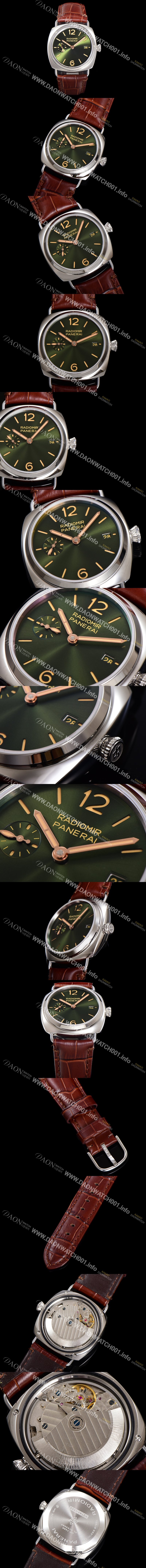 레플리카 [파네라이] 남성용 라디오미르 콰란타 PAM01386 40mm 오토매틱 가죽줄 그린 다이얼 pan5204