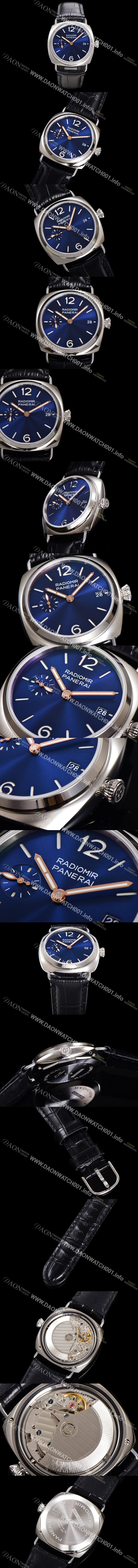 레플리카 [파네라이] 남성용 라디오미르 콰란타 PAM01293 40mm 오토매틱 가죽줄 블루 다이얼 pan5206