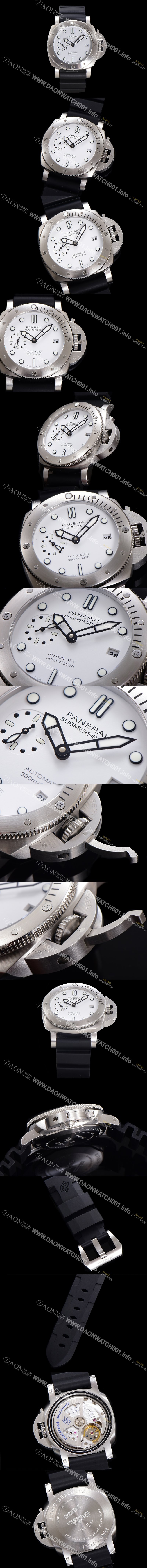 레플리카 [파네라이] 남성용 서브머시블 비앙코 PAM02223 오토매틱 Cal P. 900 타입 42mm 우레탄 화이트 다이얼 pan5208