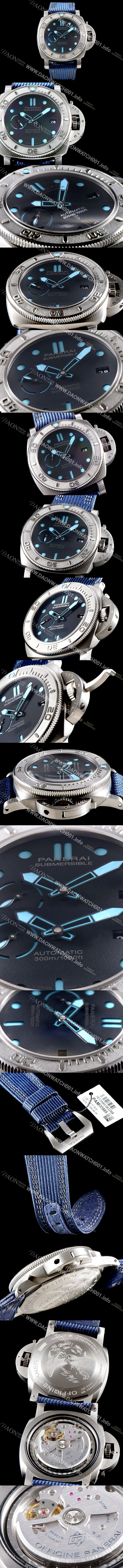 레플리카 [파네라이] 남성용 서브멀시브 마이크 혼 에디션 PAM00985 오토매틱 Cal.P9010 타입 47mm 티타늄 블랙 다이얼 pan5219