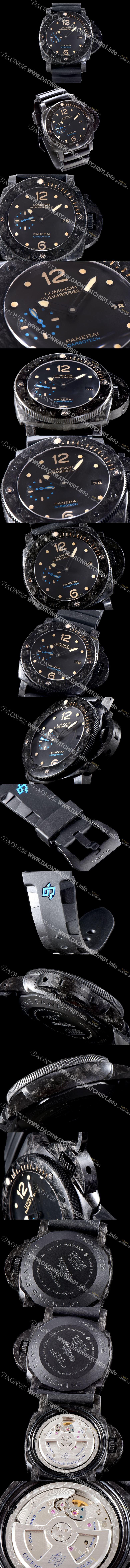 레플리카 [파네라이] 남성용 서브멀시브 3데이즈 PAM00616 오토매틱 Cal.P9000 타입 47mm 카본제질 블랙 다이얼 pan5223