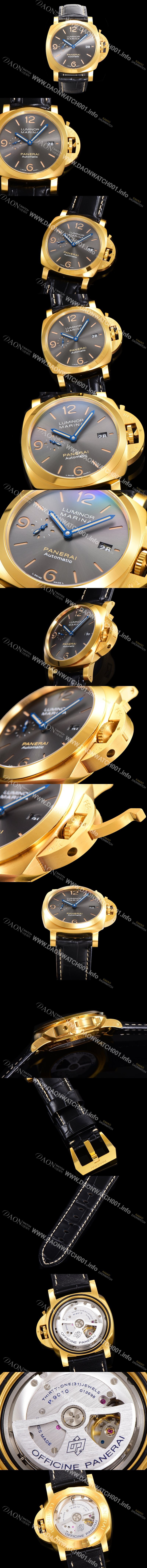 레플리카 [파네라이] 남성용 루미노르 PAM01115  44미리 18K 옐로우골드 오토매틱 그레이 다이얼 pan9122