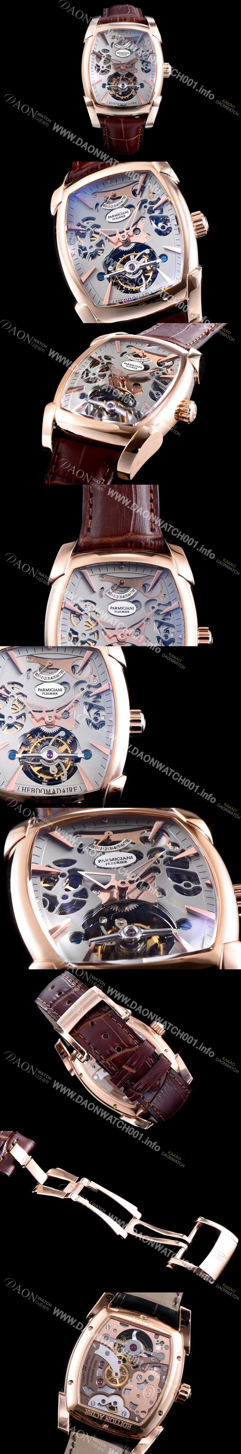 레플리카 [파르미지아니] 남성용 칼파 신형 그랜드 투어빌론 시리즈 18k 로즈골드 그레이 스켈레톤 다이얼 아시안 투어빌론 탑재 PAR4220