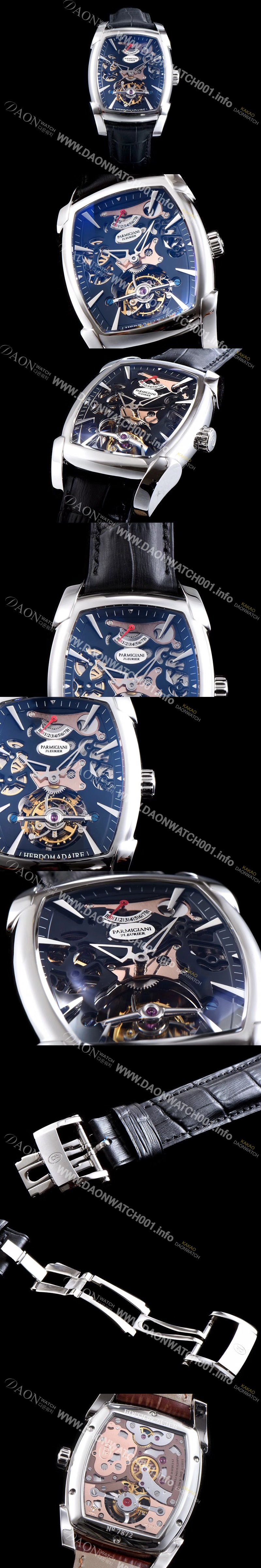 레플리카 [파르미지아니] 남성용 칼파 신형 그랜드 투어빌론 시리즈 블랙 스켈레톤 다이얼 아시안 투어빌론 탑재 PAR4224