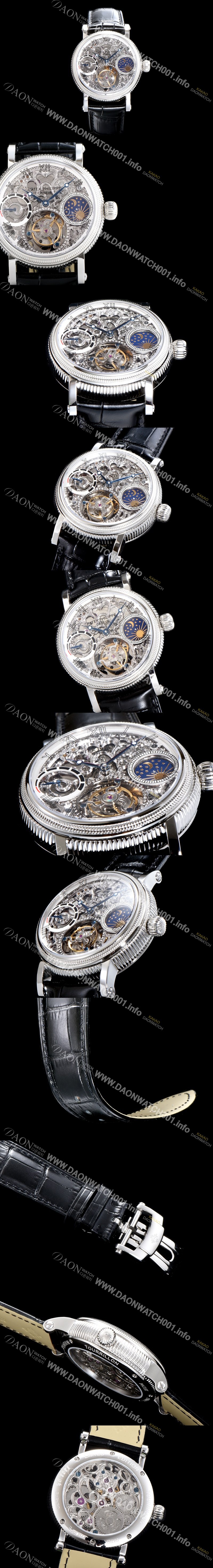 레플리카 [파텍필립] 남성용 그렌드 컴플리케이션 문페이즈 세귤 리얼 투어빌론 최상급 쥬얼 다이아몬드 베젤 스켈레톤 다이얼 PAT0403