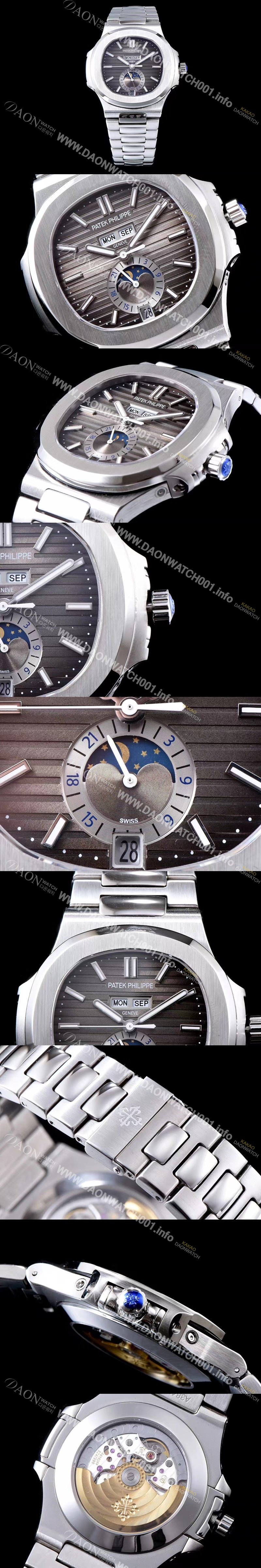 레플리카 [파텍필립] 남성용 노틸러스 그레이 다이얼 오토매틱 무브먼트 PAT0205