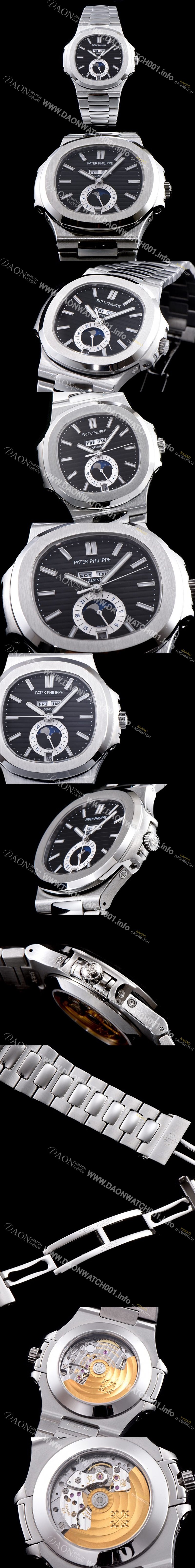 레플리카 [파텍필립] 남성용 노틸러스 블랙 다이얼 오토매틱 무브먼트 PAT0201