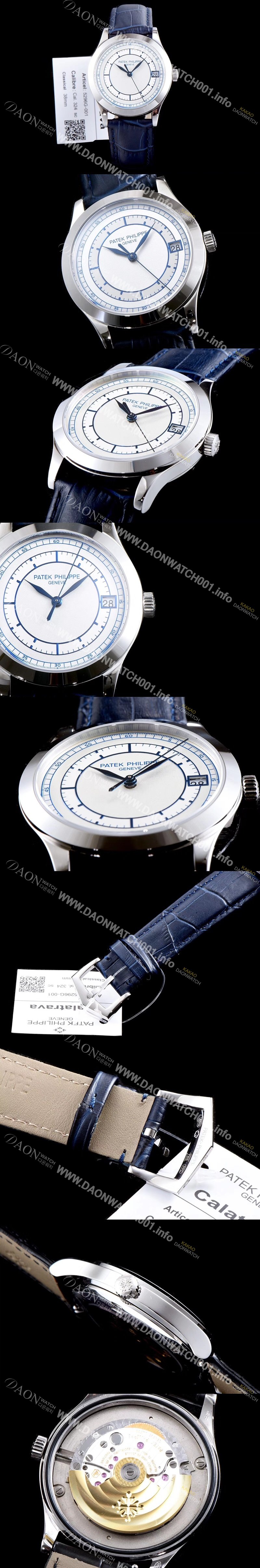 레플리카 [파텍필립] 남성용 칼라트라바 5296G-001 화이트 다이얼 오토매틱 무브먼트 PAT0103