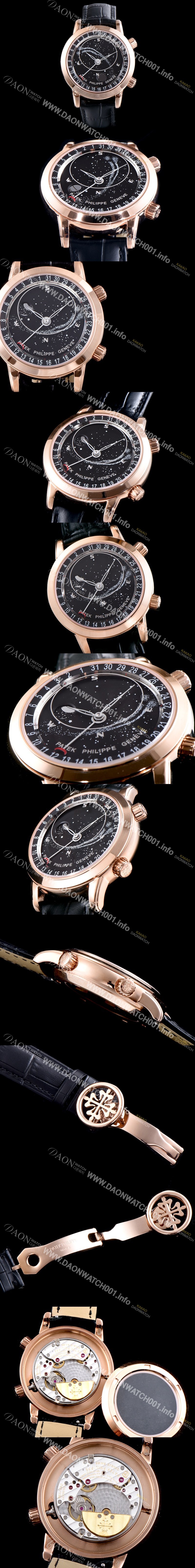 레플리카 [파텍필립] 남성용 그렌드 컴플리케이션 6102R-001 셀리스티얼 18K 로즈골드 블랙 다이얼 오토매틱 무브먼트 PAT0130