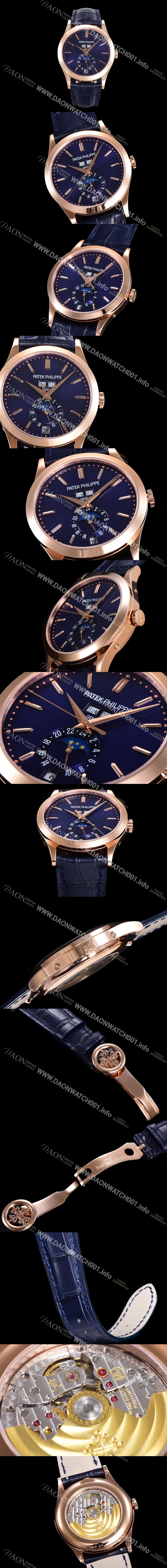 레플리카 [파텍필립] 남성용 컴플리케이션 5396R-014 에뉴얼 캘린더 39MM UP!! 데이-데이트 문페이즈 18K 로즈골드 케이스 네이비 다이얼 Cal.324 S C 오토매틱 무브먼트 PAT0150