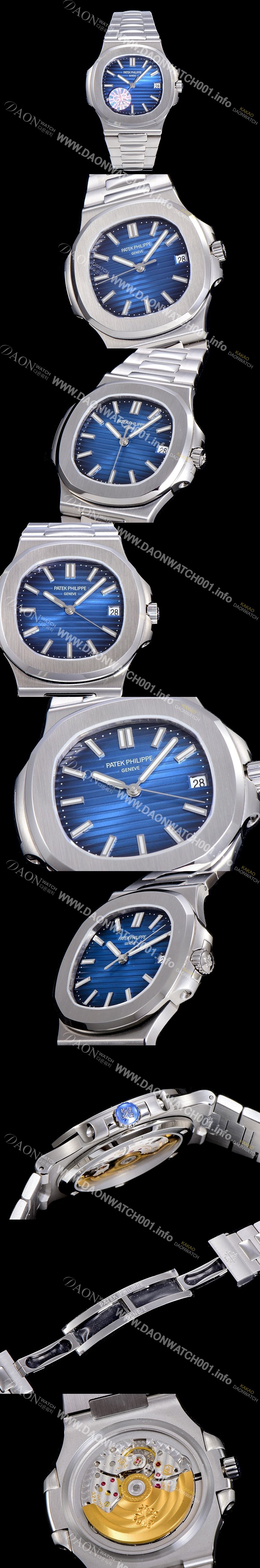 레플리카 [파텍필립]남성용 최신! 노틸러스 5711/1A 010 블루다이얼 40mm 메탈줄 Cal.324 S C 타입무브 오토매틱 PAT88125