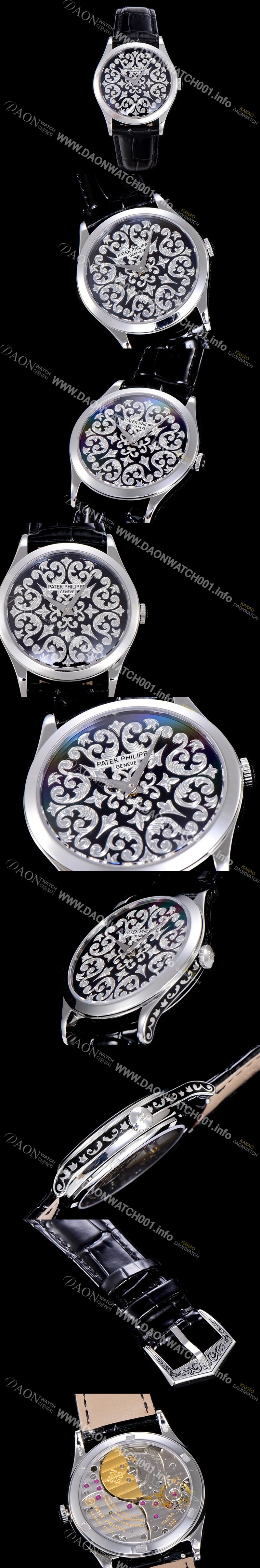 레플리카 [파텍필립]남성용 칼라트라바 인그레이빙 38미리 오토매틱 블랙다이얼 PAT45725