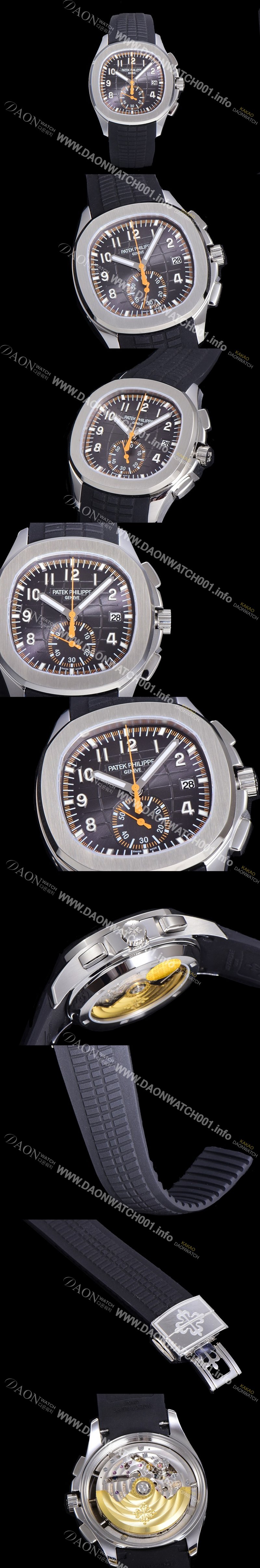 레플리카 [파텍필립]남성용 아쿠아너 5968A 크로노그래프 스틸 42미리 오토매틱 블랙 다이얼  PAT52358