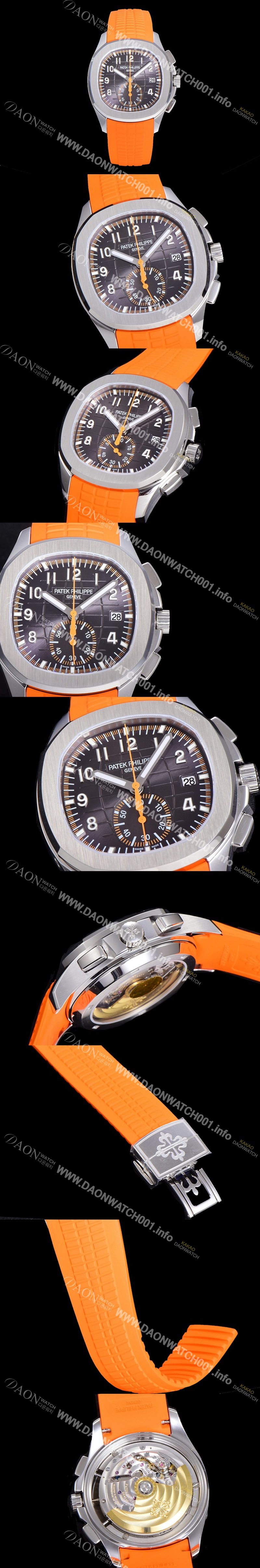 레플리카 [파텍필립]남성용 아쿠아넛 5968A 크로노그래프 스틸 42미리 오토매틱 블랙 다이얼 PAT63309